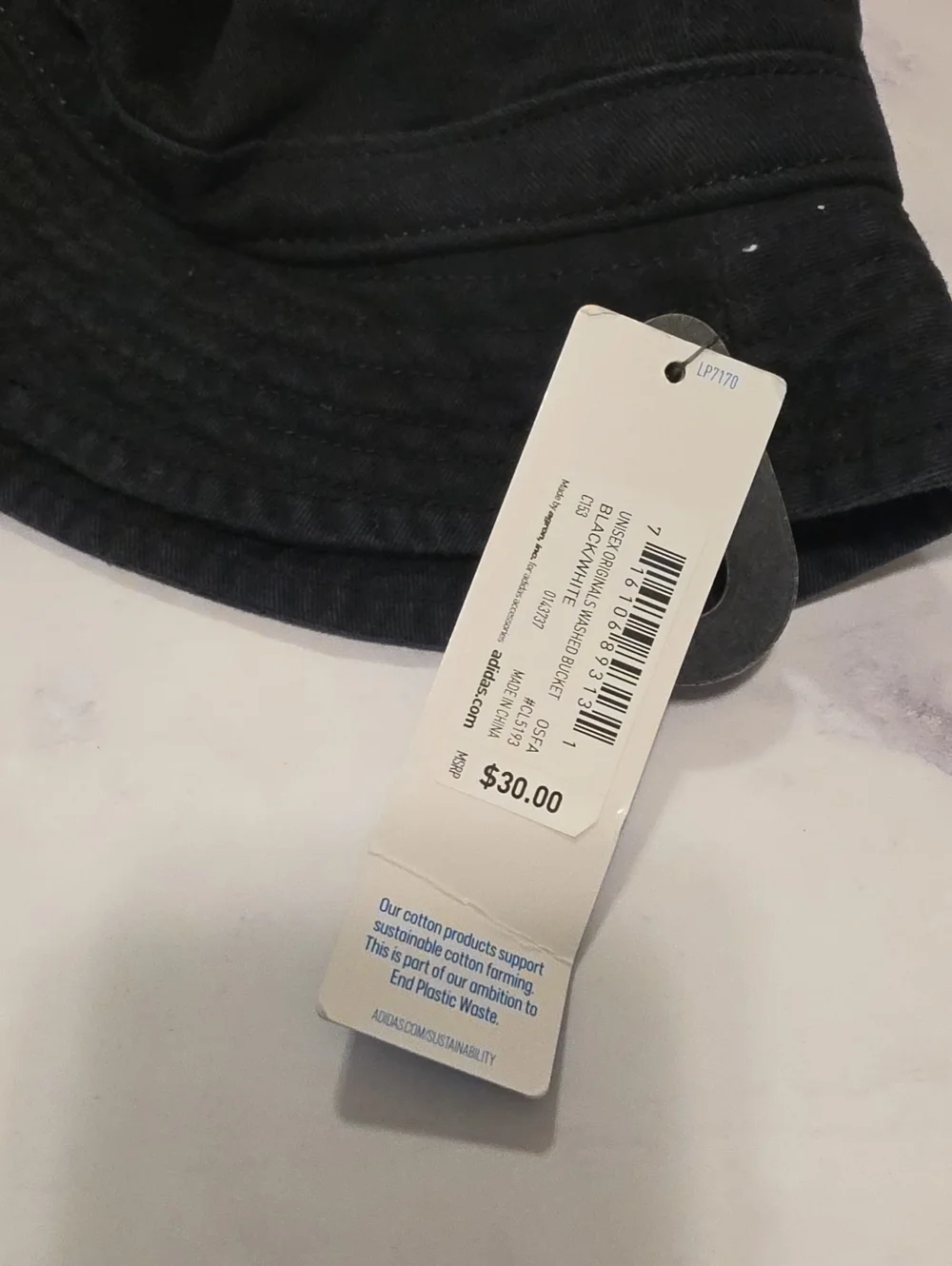 Adidas Black Bucket Hat with White Trefoil Logo